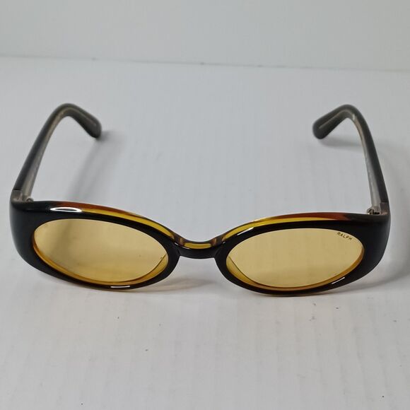 Ralph Ralph Lauren Sunglasses One Size Black Yellow Tint Oval Unisex Y2K Retro - Picture 8 of 16